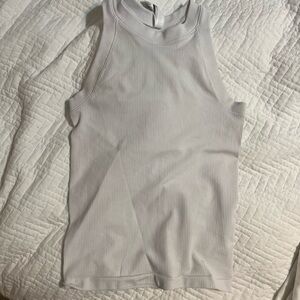 Athleta White Ribbed Tank Top